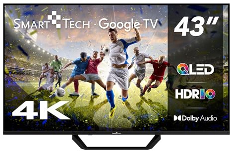 Smart Tech TV QLED 4K UHD 43' (109 cm) 43QG02V2 Google TV- 4xHDMI - 2xUSB - Dolby Audio- HDR10