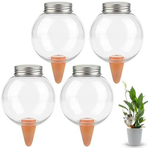 4 Stück Bewässerungskugeln für Pflanzen, Automatische Wasserspender Pflanzen 550ml, Bewässerungssystem für Balkon Garten, Bewässerung Zimmerpflanzen Selbstbewässerung für Drinnen & Draußen