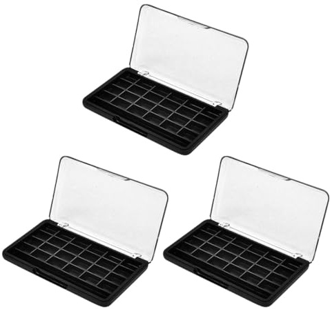 Ipetboom Lot de 3 Boîtes D'organisateur de Fard à Paupières en Abs Portable Noir, pour DIY et Voyage, pour Palette Maquillage et Rangement Facile