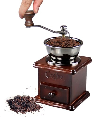 Macinacaffè Manuale – Legno 6.57x4.17x4.17in | Macinino Per Chicchi Stile Vintage | A Mano Per Espresso Pour Over Viaggio Cucina E Miscela
