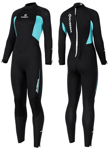 Wetsuit Mens Womens Full Wetsuit 5mm Neoprene Diving Suit Thicken Back Zip Long Sleeve Keep Warm for Scuba Surfing Diving Snorkeling Water Sports