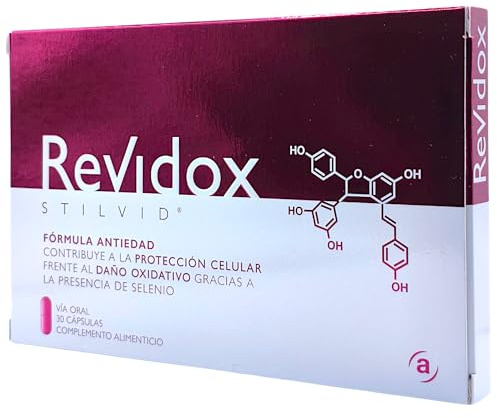 Actafarma Revidox 30 Cápsulas - Suplemento Antienvejecimiento con Stilvid (Resveratrol de Alta Absorción), Selenio y Granada - Antioxidante para la Piel y Salud Cardiovascular