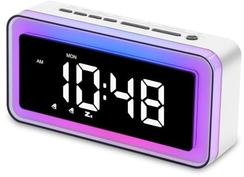 ANNNGUL Wake Up Light Alarm Clock, Loud Digital Alarm Clock with RGB Color Light, Dimmer, Weekday/Weekend Mode, Adjustable Volume for Heavy Sleepers, Adults, Teens