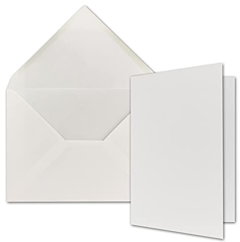 FarbenFroh by GUSTAV NEUSER A5 Doppelkarten Set inklusive Briefumschläge - 100er-Set - Blanko Einladungskarten in Hochweiß mit gerippten Briefumschlägen (Strukturprägung)