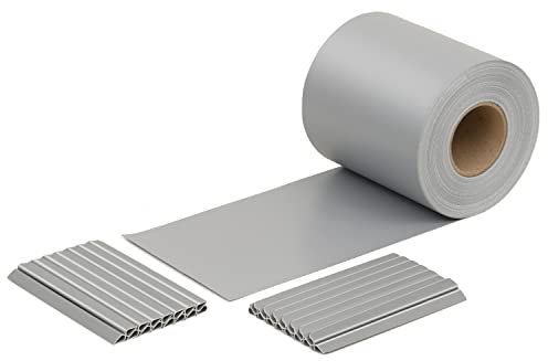 iFence Strisce frangivista, 50 m x 19 cm, con 30 clip, diversi colori (50 m, grigio)