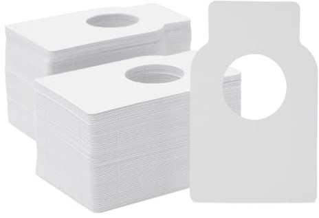 Flaschenanhänger von Juvale (Set, 300 Stück) - Wickelkragen für Flaschenhals zum Beschriften z.B. Jahrgang, als Etiketten für Kleiderbügel - Für m Weinkeller, Kleiderschrank - Weiß, 5,7 cm x 8,9 cm