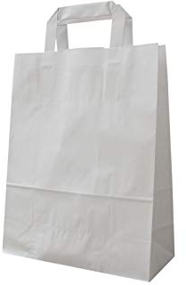PGV Papiertragetaschen mit Flachhenkel Weiss 32 + 12 x 40 cm Verschiedene Mengen (250 Stück)