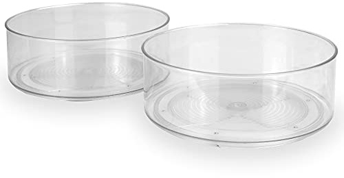 Revolving Organisers - Set of 2 | Spice Rack | Cupboard Storage Unit | Turntable Condiment Kitchen & Fridge Organiser | Lazy Susan | Pukkr