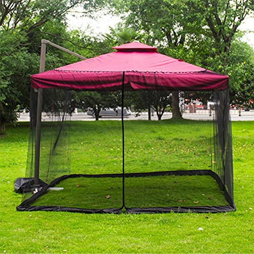 scosao Moskitonetz für Sonnenschirm, Fliegennetz Mückennetz Faltbares für Terrassenschirm, Moskitonetz ​für Pavillon Insektenschutz, Polyester-Mesh-Bildschirm mit Reißverschluss,