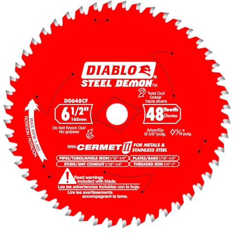 Diablo Steel Demon Cermet II Saw Blade for Metal - 6-1/2 x 48-Teeth, Triple Chip Grind - D0648CFA