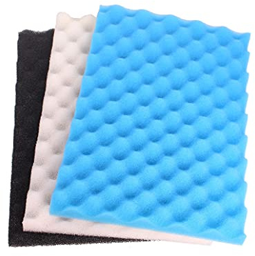 INGVIEE Garten Fisch Teich Filterschwamm Set 17 x 11 (2X Schwarz Grob, 2X Beige Mittel, 2X Blau Fein)