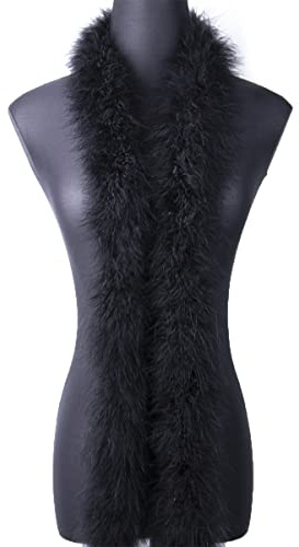 Boa de plumas Negro de marabú esponjoso de 22g，aprox. 180 cm, para manualidades, bodas, fiestas, decoración de árboles de Navidad，carnaval, fiesta temática
