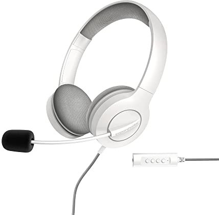 Energy Sistem Headset Office 3 (Auriculares con conexión USB y 3,5 mm, Control de Volumen y función Mute, micrófono retráctil)- Blanco