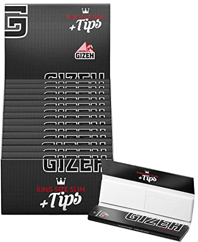 Gizeh - Black King Size Slim plus Tips - 26 Heftchen mit je 34 Blättchen + 34 Tips