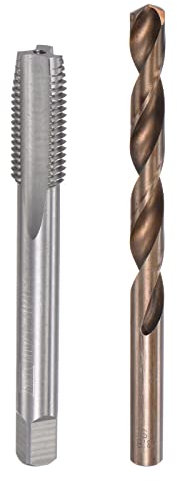 sourcing map M10 x 1.25 Taraud Droit Cannelure Filetage et 8.8mm Foret hélicoïdal Ensemble Métrique M35 Cobalt Haute Vitesse Acier Machine Enfilage Robinet Forage Outil pour Inox Acier