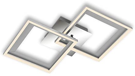 BRILONER Leuchten - Deckenlampe LED, Stufenweise Dimmbar, schwenkbare Deckenleuchte, LED Frame, Hinterschnitt, Alu-Chrom, 440x440x75 mm, 3726-019