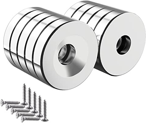Wukong 10 magneti rotondi a disco, super resistenti, 20 x 4 mm, con 10 viti per artigianato, armadietti, portaattrezzi, fai da te, ante dell'armadio, legno