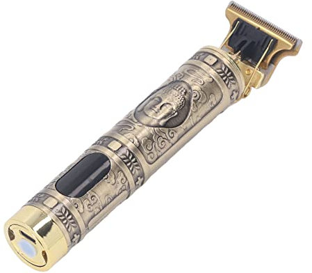 Tagliacapelli Professionale Lama Lavabile Lega di Titanio Dettagli di Ricarica USB Tagliabarba con Batteria al Litio 800mAh per Barbiere (Testa di Buddha)