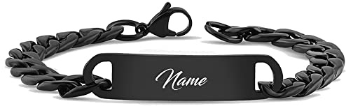 Partnerarmbänder | 2 STÜCK | Armband mit Gravu | Hochwertiges Pärchenarmband aus Edelstahl in Schwarz | Persönliche Namensgravur | Ideal als Armband für Paare oder Freundschaftsarmband