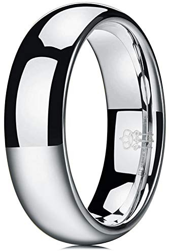 Three Keys Jewelry Silver Tungsten Carbide Mens 6mm Wedding Band Ring Polish for Men Engraved Engagement Size 9