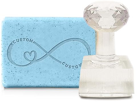 craspire Tampons de Savon Personnalisés Tampons de Savon Acrylique Texte avec Coeur Tampon de Savon Fait Main Personnalisé avec Poignée Tampon de Savon en Relief pour Cookie Clay Poterie Biscuits