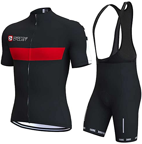 assocauicy Herren Kurzarm Fahrrad Trikot Set,Atmungsaktiv Schnell Trocknend Radtrikot Mit 4d Gel Gepolsterten Shorts Fahrradbekleidung Set FüR Mtb