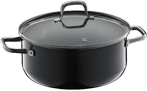 WMF Fusiontec Essential Kochtopf groß, 24 cm, Glasdeckel, Bratentopf Induktion, 4,4l, High-Tech Keramik, kratzfest, unbeschichtet, schwarz, Made in Germany