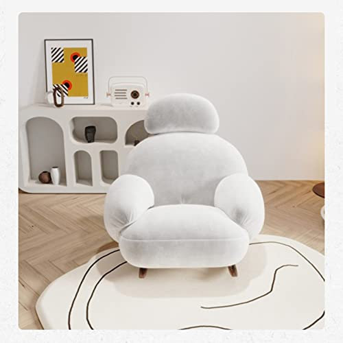 BinOxy Fauler Sofa/Einzelsofa-Stuhl Schaukelstuhl Balkon Freizeitstuhl Stoff Einzelsofa Liege Weiß Weicher bequemer Schlafzimmersofastuhl Wohnzimmer Sofa