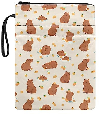 xixirimido Capybara Kinder-Buchhülle mit Reißverschluss, wiederverwendbar, langlebig, für mittlere Grundschule, Jungen und Mädchen