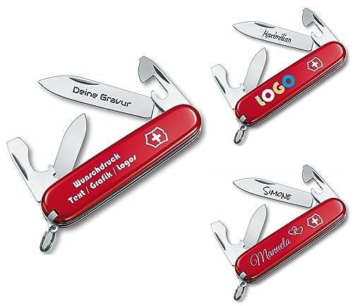 Victorinox Taschenmesser Recruit mit Gravur auf der Klinge Griff I Geschenk für Männer Frauen I zum Geburtstag I Schweizer Taschenmesser personalisiert mit 10 Funktionen 0.2503