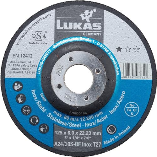 LUKAS-ERZETT 10 x Schruppscheibe T27 für Edelstahl 230x6 mm gekröpft | für Winkelschleifer | A24/30S-BF- 24,5x24x11,5cm
