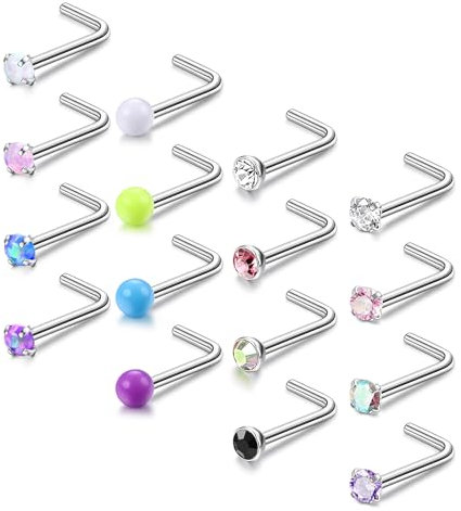 Chriscoco 20G Nasenpiercing Stecker Chirurgenstahl Titan Nostril Piercing Zirconia Opal Nasenringe Silber Nasenstecker Nasenpiercing Schmuck für Damen Herren