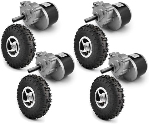1000W Kit Elettrico Quattro Unità 4.10-4 Off Road Pneumatico Set Ruote Da 10 Pollici Per Elettrico Fai Da Te 4X4 Tosaerba Carriola Carrello Carrello (Max speed 4kph, Off-road tire No controller)
