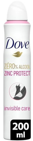 DOVE - Deodorante da donna Zinc Protect - Spray - 0% alcool - Invisible Care - 72 ore di protezione anti-odore - 200 ml