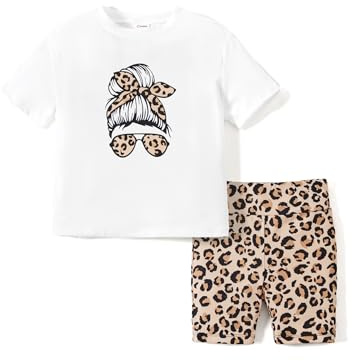 PATPAT klädsatser tjejkläder barn cykelshorts, kortärmad t-shirt topp + sport cykeltröja leggings shorts träningsoverall tjejer, tonåringar