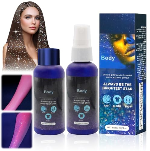 SPHERETRON 2 Stück Glitzerspray Haare Glitzer Spray 60ML Glitzer Haarspray Glitzerspray Glitzers Spray Haare und Körper Glitzerspray-Haares Body Glitzer Sprays für Festival Masquerade Birthday Make up