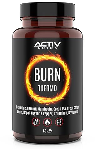 BURN Thermo - Brucia Grassi Potenti Veloci - Drenante Forte Dimagrante - Termogenico - Con L Carnitina, Garcinia Cambogia, Tè Verde, Caffè Verde, Zenzero, Nopal, Pepe Di Cayenna