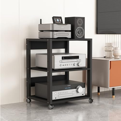 mobile per altoparlanti Mobili commerciali per cabinet stereo, Supporto mobile per giradischi vintage regolabile in altezza per ufficio e camera da letto, Supporti di grande capacità per l'archiviazio
