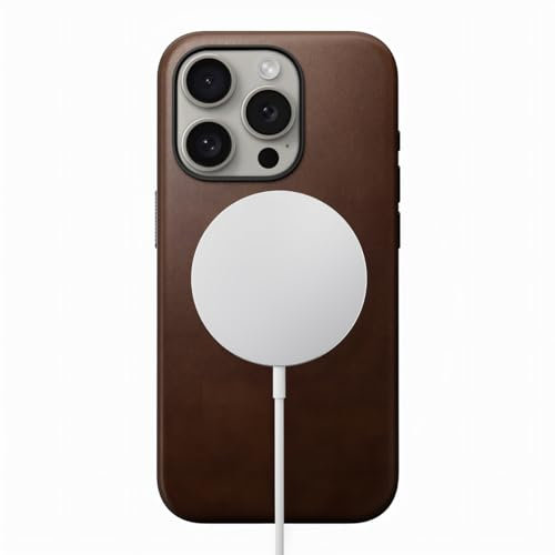 NOMAD Modern Leather Case | für iPhone 16 Pro Max | Schutzhülle aus Polycarbonat und hochwertigem Echtleder | MagSafe-kompatibel | Brown