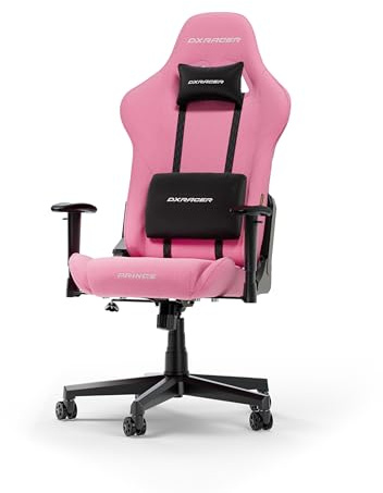 DXRacer Prince L Rosa Stoff das Orginal Gaming Stuhl, Schreibtischstuhl, Bürostuhle, Office Chair, Drehstuhl für PC Gamer