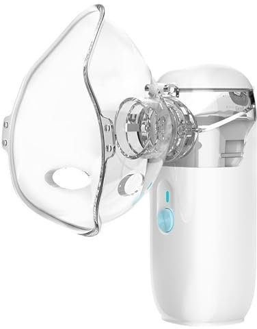 Lvozize Nebulisateur Inhalateur Pour Adultes, Silencieuse Nébuliseur Portable Aerosol Medical Rechargeable USB-C Portable Inhalateur Vapeur 2 Masques et 1 Embout