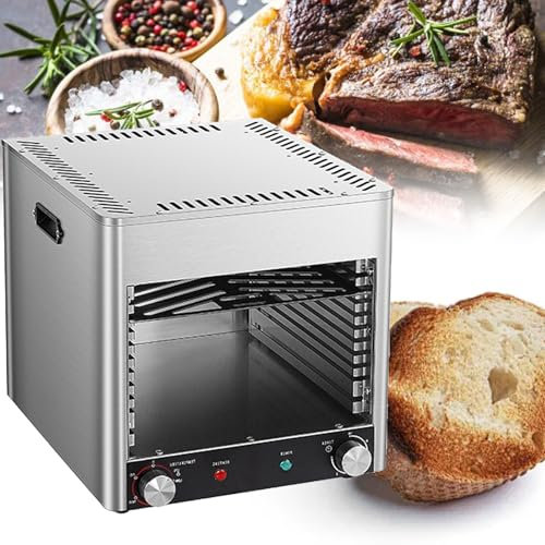 VNATWGOO Horno Asador Comercial De 1700 W 3400 W, para Bistec, Pollo, Pizza Y Verduras, Temperatura De Tiempo Ajustable, Asador De Temperatura Constante De 800 °C,NPJ-004-220V