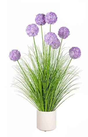 GSATREY Künstliche Hortensien Pflanze Groß, Künstliche Zimmerpflanze Groß Im Topf, Naturgetreue Wohnzimmer Deko Pflanze, Pflegeleichter, Grüner Kunststoff, Für Haus Büro Garten(Purple)
