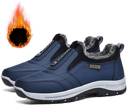 GYCF Zapatos sin Cordones para Caminar para Hombre,Zapatillas de Senderismo al Aire Libre, Zapatos de Senderismo Zapatos Ortopédicos Zapatos Ligeros Trabajo,Azul,45EU