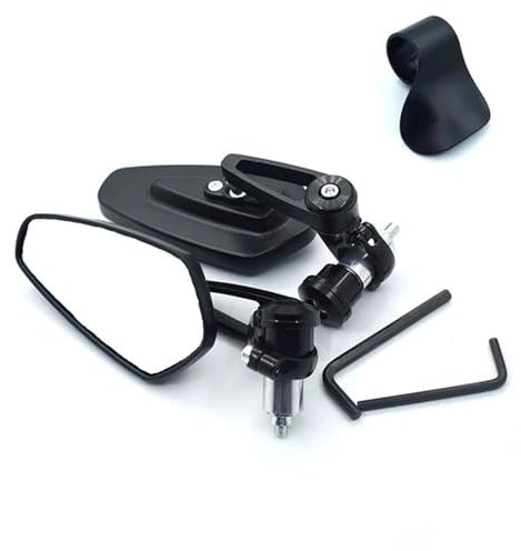 TYSMYXGS 1 Paar 7/8 22 Mm Lenkerendenspiegel Für Motorrad Für Z800 Z900 Z1000 ER-6F ER-6N Lenkerrückspiegel Seitenspiegel(SCHWARZ,X1)