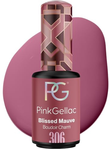 Pink Gellac Gel Nagellack UV - 306 Blissed Mauve 8 ml - Gelnagellack für UV Lampe - Lila - Einfache Anwendung Nail Polish für 14 Tage Salonqualität - Veganer Gellack Made in Holland