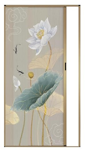 Porta soffietto da interno 203 cm di Altezza Porte Pieghevoli Divisori per Ambienti, Su Misura Porte Divisorie Scorrevoli con Telaio in Alluminio Champagne e Tessuto Cellulare, Senza Foratura(Style 1,