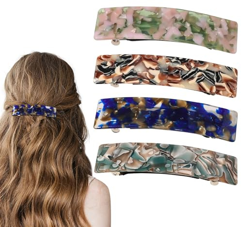 4 fermagli per capelli francesi, 9 cm, vintage, eleganti, clip per capelli automatiche, clip a molla per donne e ragazze