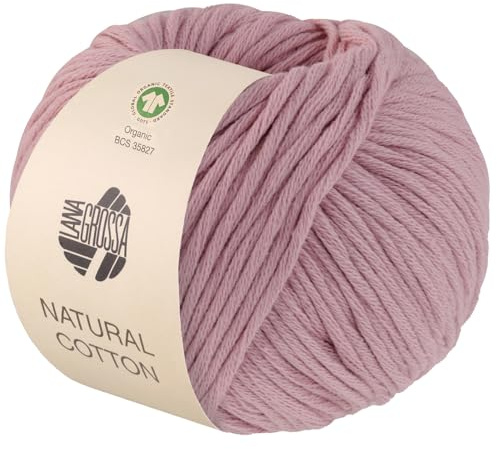 LANA GROSSA Natural Cotton Gots | Bio-Baumwollgarn in Millefili- Zwirnung | Handstrickgarn aus 100% Baumwolle (Bio) | 50g Wolle zum Stricken & Häkeln | 80m Garn FB-11