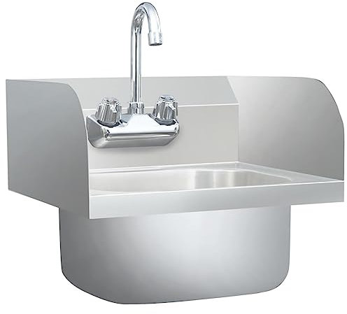 Kangmusi Gastro-Handwaschbecken mit Wasserhahn Edelstahl, Silber 51115